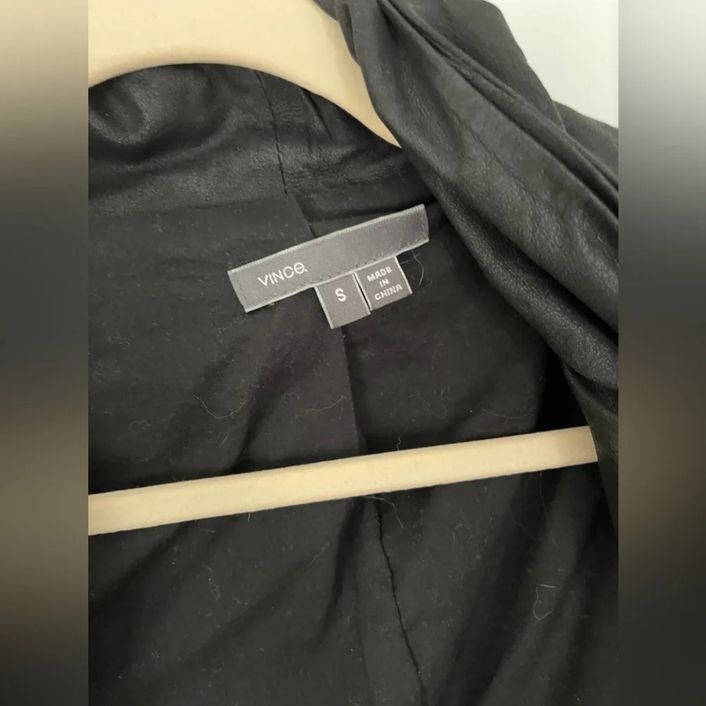 VINCE LAMBSKIN LEATHER WATERFALL DRAPE JACKET - Picture 4 of 8